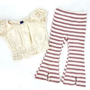 Jessica Simpson Ribbed Flare Pants & Old Navy Eyelet Smocked Top Outfit 18 Month